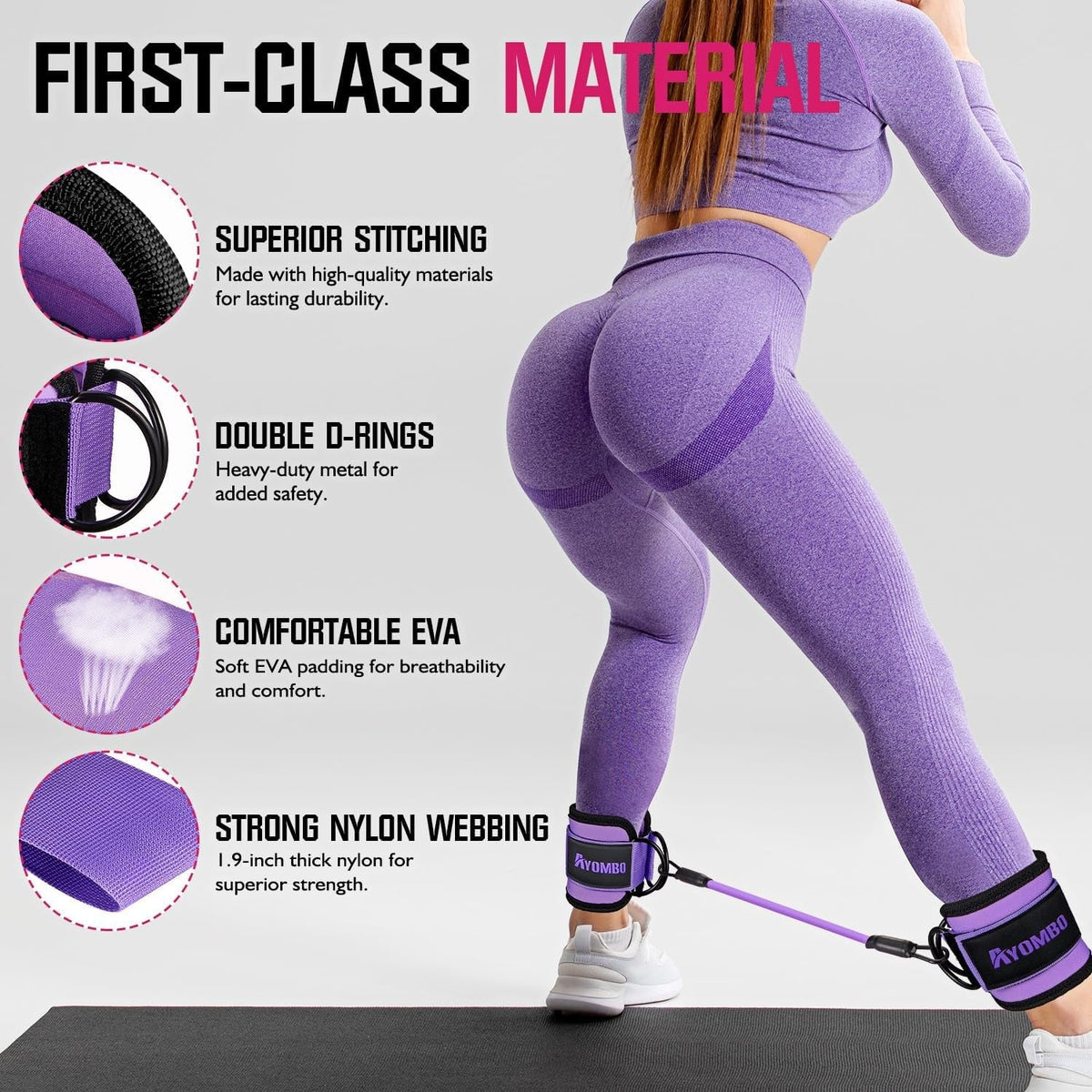 Resistance Bands with Cuffs, Ankle Straps for Glute & Leg Workouts
