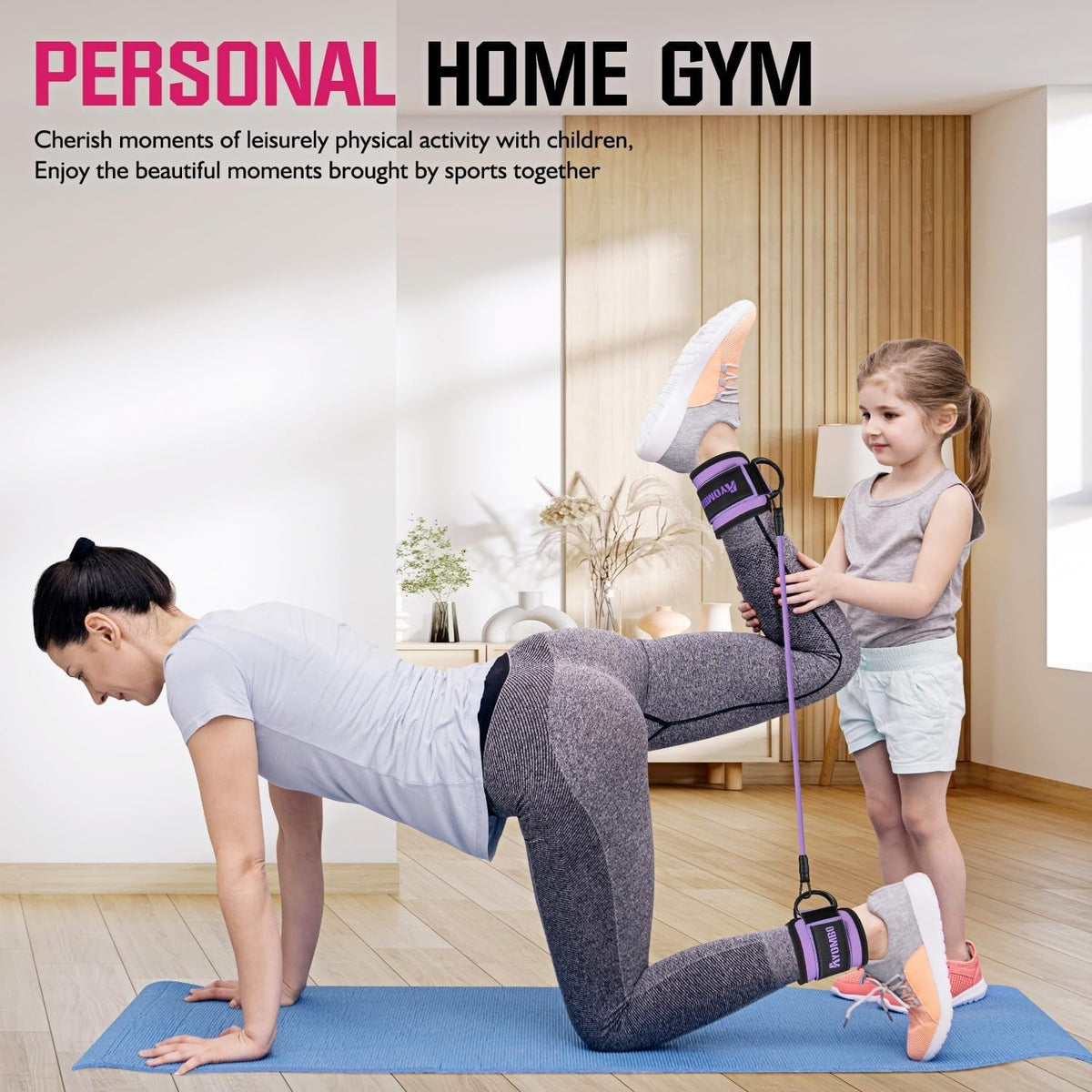 Resistance Bands with Cuffs, Ankle Straps for Glute & Leg Workouts